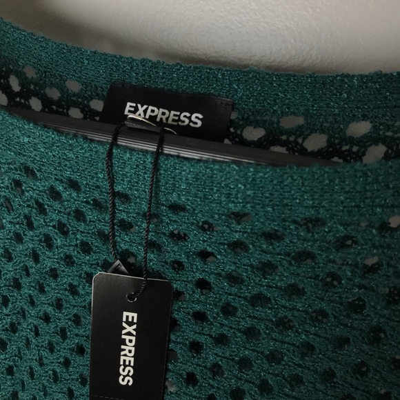 Open Knit Sweater Emerald Green Women’s S NWT Express - Picture 5 of 8